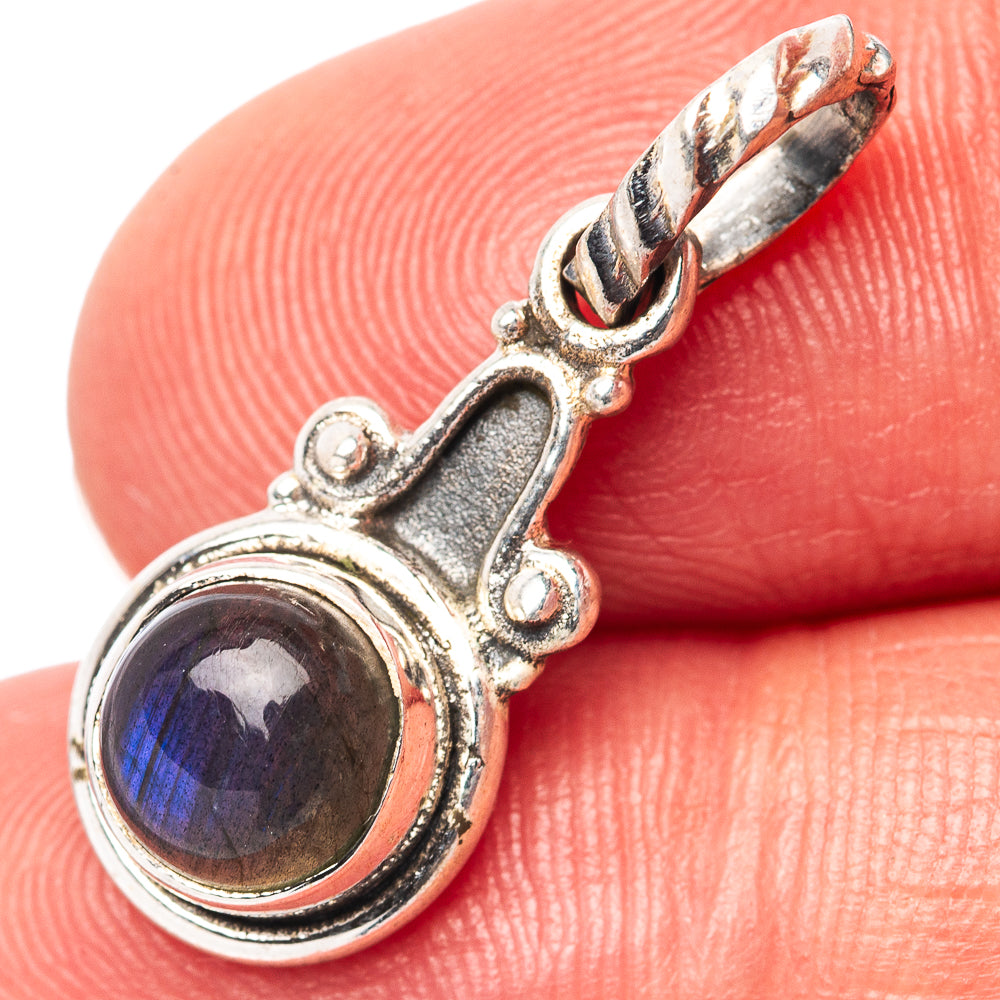 Dainty Labradorite Pendant 1" (.925 Sterling Silver)