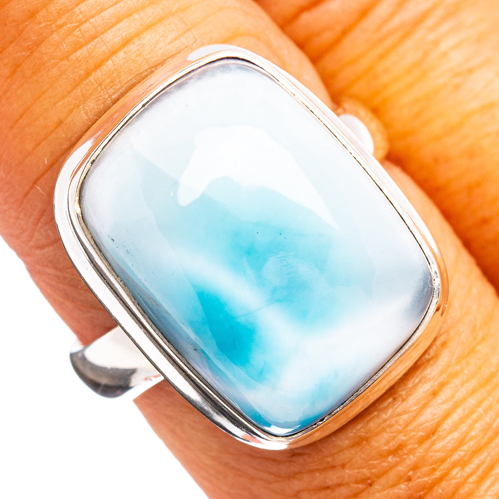 Premium Larimar Ring Size 8 (.925 Sterling Silver)