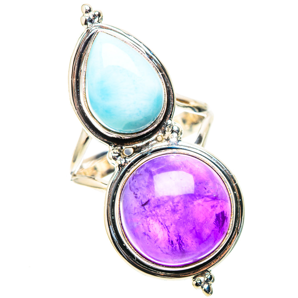 Large Amethyst, Larimar Ring Size 9.75 (925 Sterling Silver) RING138624