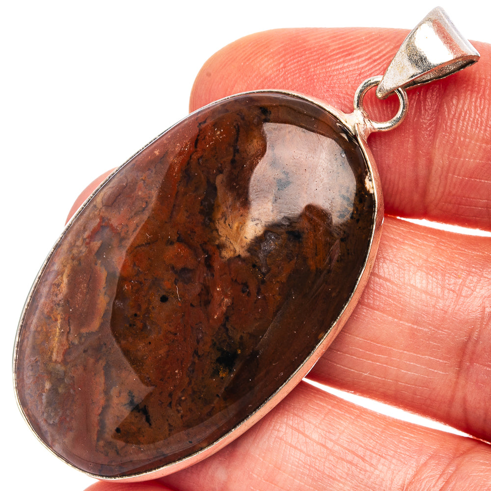 Red Jasper Pendant 2 1/8" (Silver Plated)