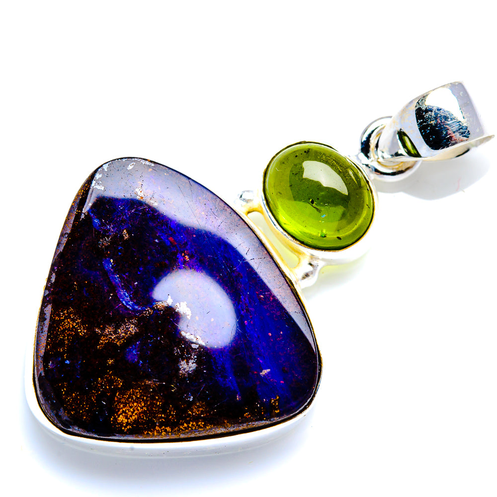 Boulder Opal, Peridot 925 Sterling Silver Pendant 1 5/8" (925 Sterling Silver) PD38375