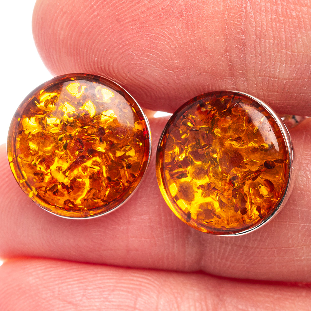 Baltic Amber Earrings 1/2" (.925 Sterling Silver)
