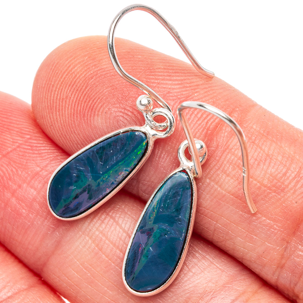 Rare Doublet Opal Earrings 1 1/4" (925 Sterling Silver) E1932