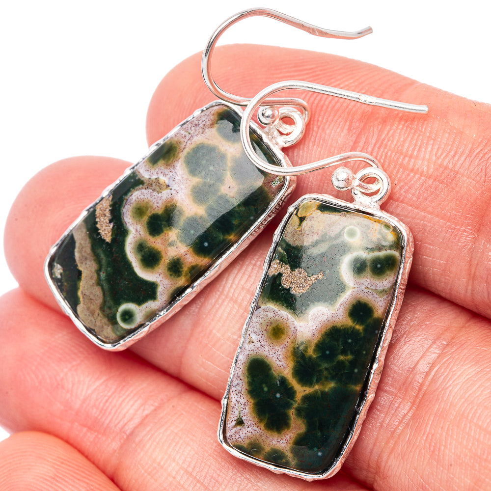 Ocean Jasper 925 Sterling Silver Earrings 1 1/2" (925 Sterling Silver) E1445