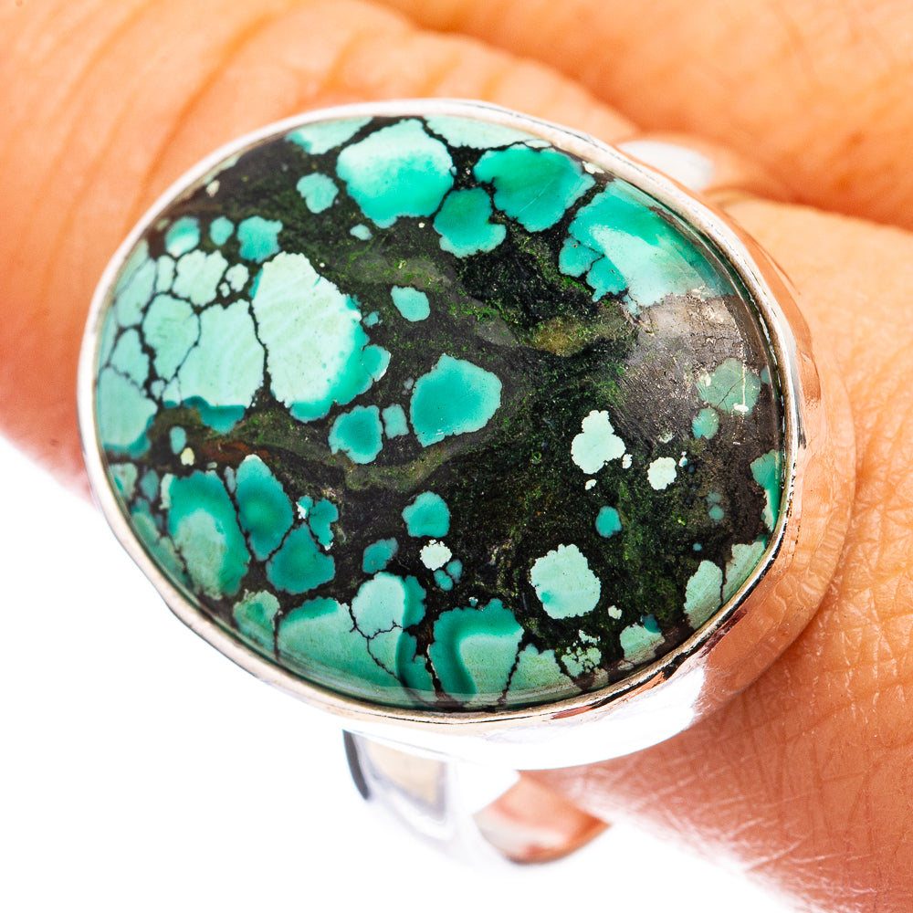 Large Tibetan Turquoise Ring Size 10.75 (925 Sterling Silver) R142896