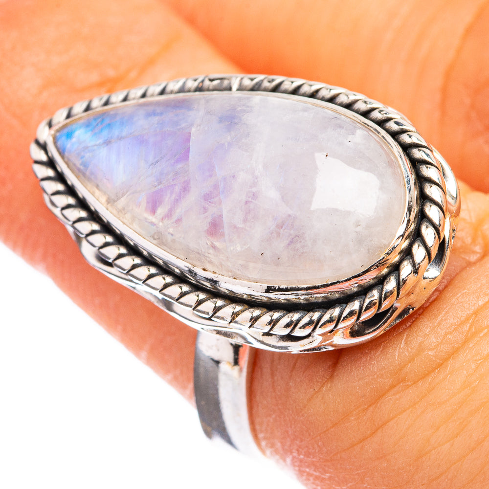 Rainbow Moonstone Ring Size 6.5 (925 Sterling Silver) R142785