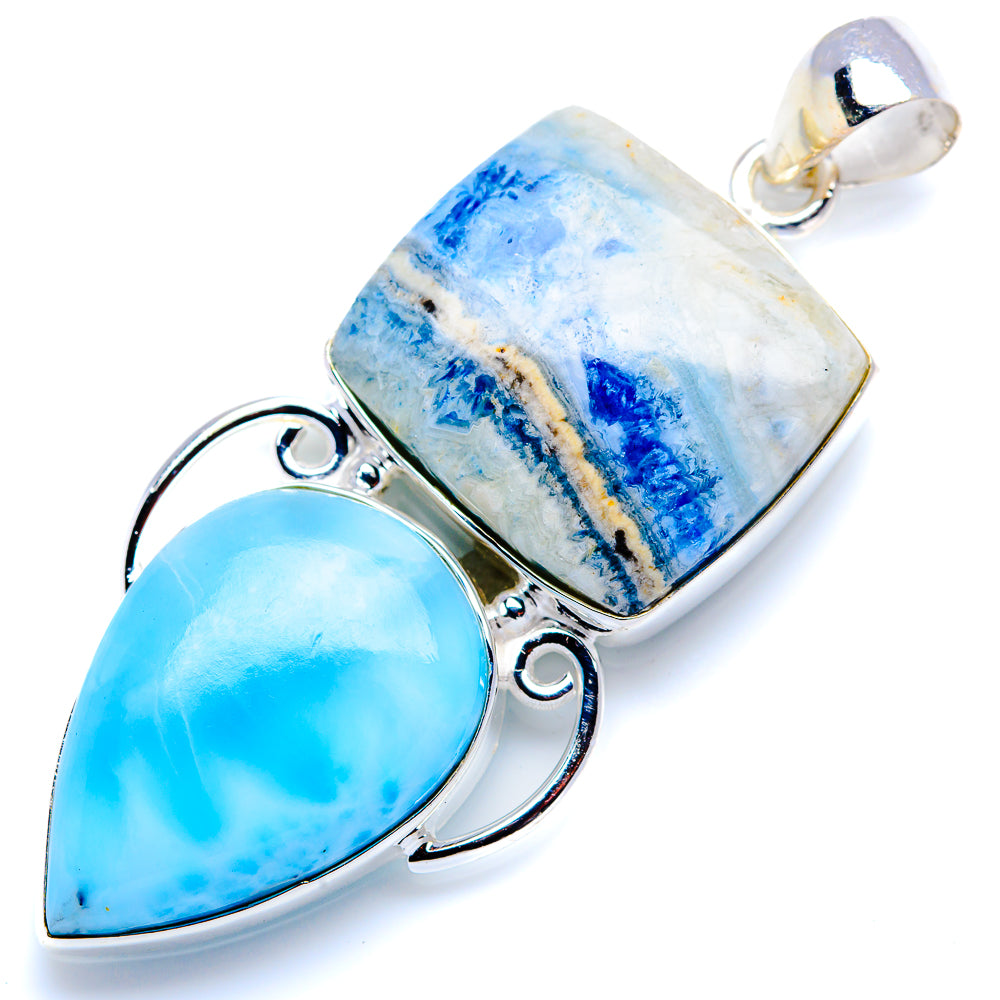Blue Scheelite, Larimar Pendant 2 1/4" (925 Sterling Silver) PD38212