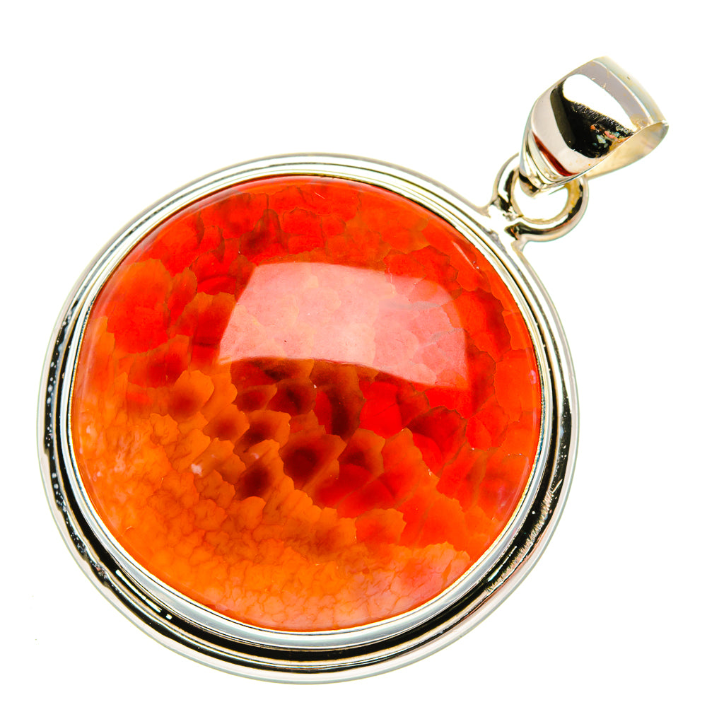 Fire Crab Agate Pendant 1 1/2" (925 Sterling Silver) PD37890