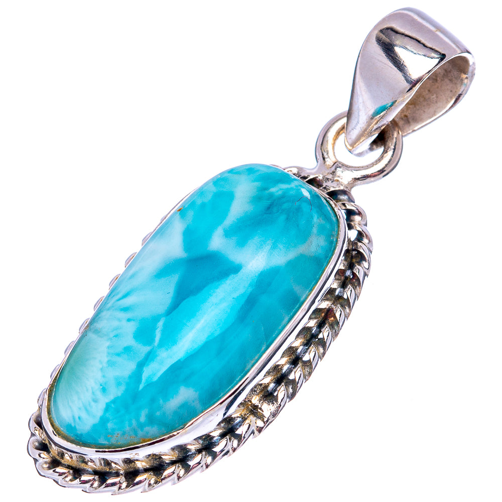 Rare Larimar Pendant 1 1/2" (.925 Sterling Silver)