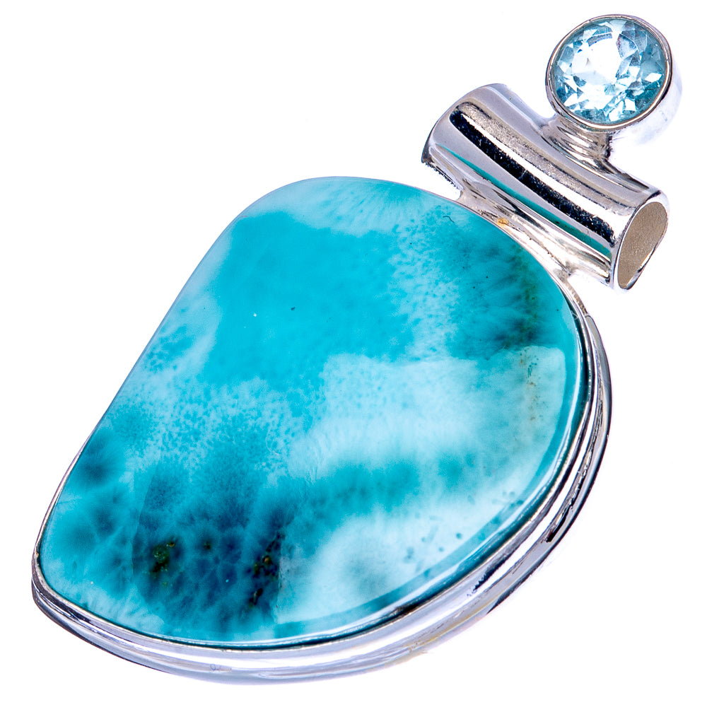 Larimar, Blue Topaz Pendant 1 1/2" (925 Sterling Silver) P41298
