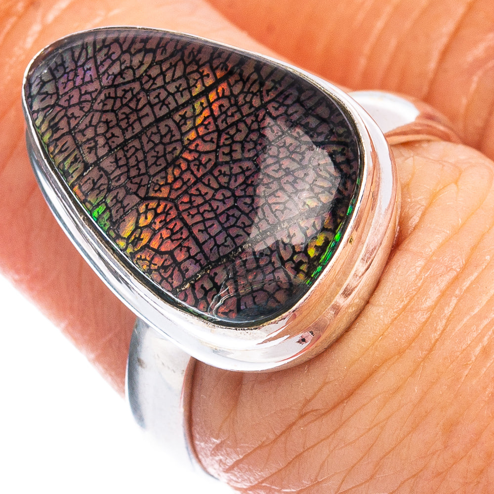 Rare Leaf Aurora Opal Ring Size 7 (.925 Sterling Silver)