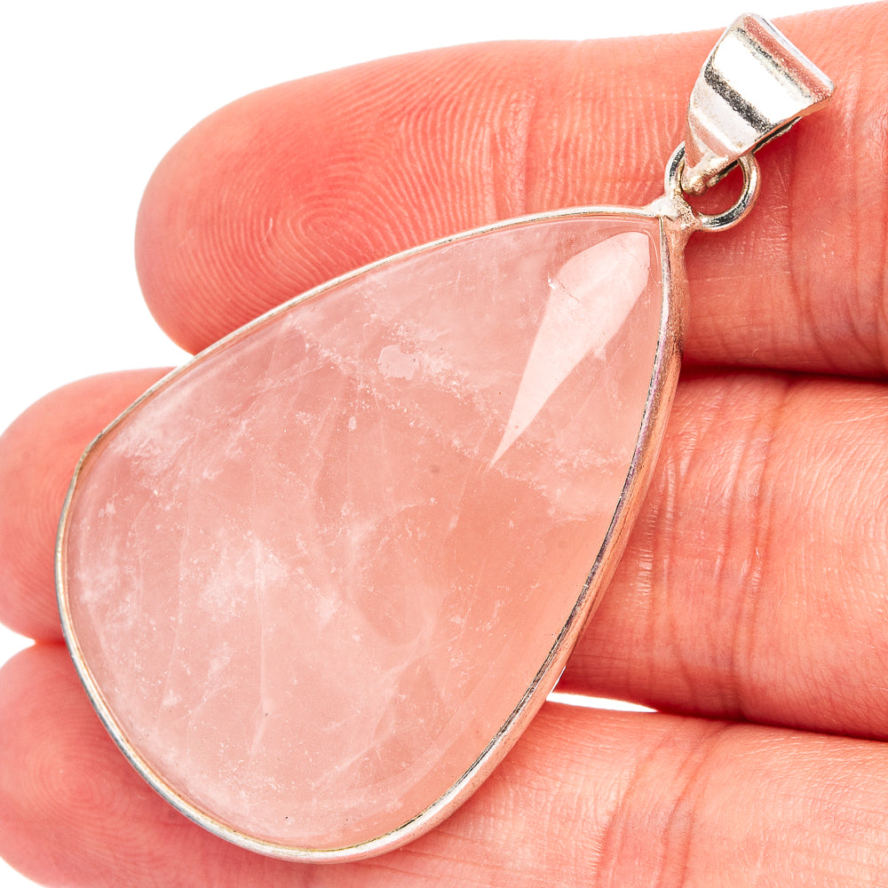 Rose Quartz Pendant 2" (Silver Plated)
