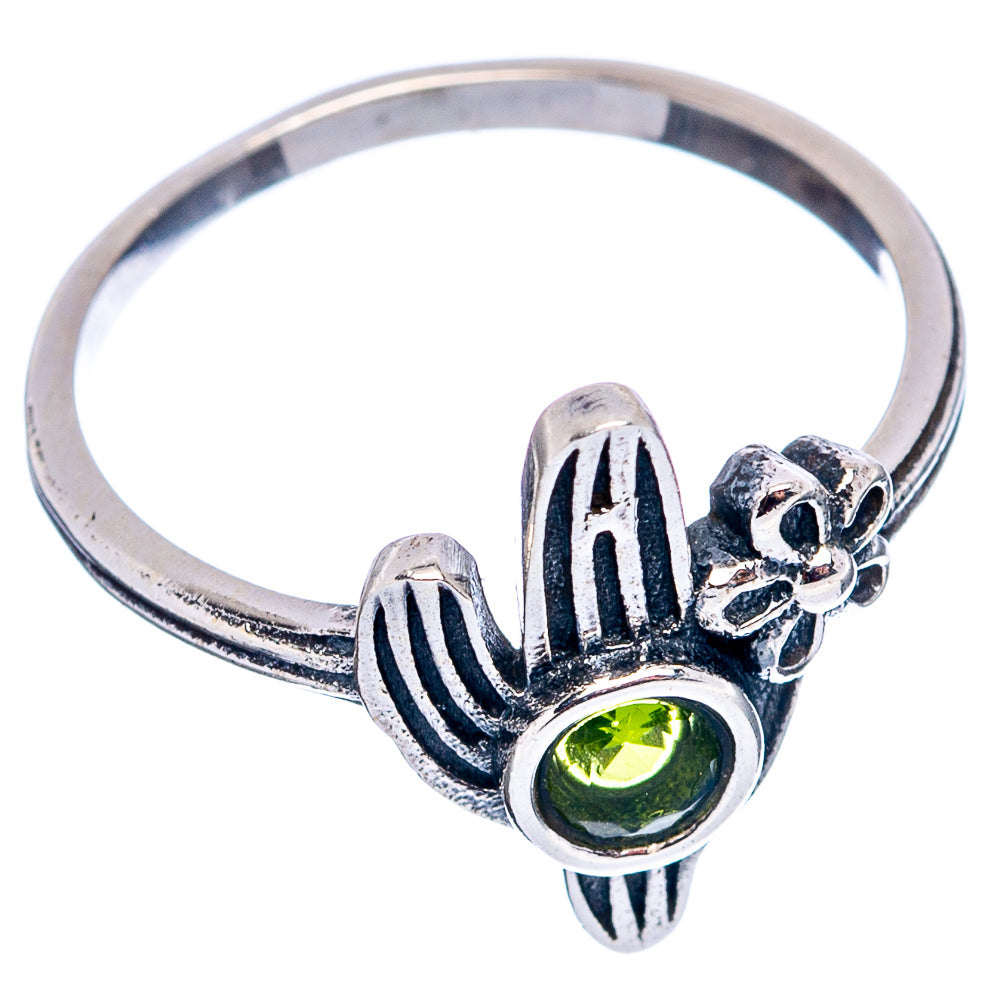 Peridot Cactus Dainty Ring Size 6.75 (.925 Sterling Silver)