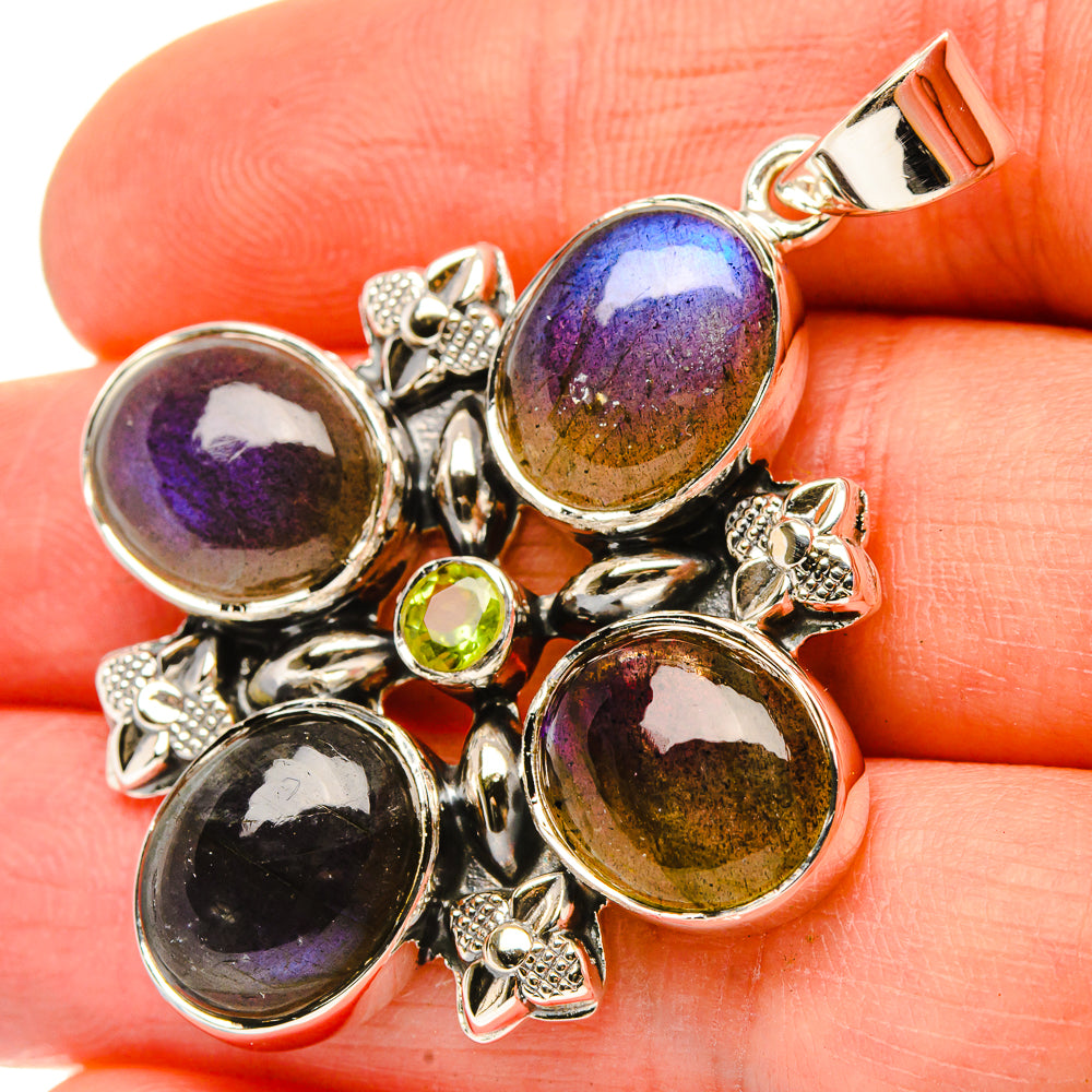 Signature Labradorite, Peridot Pendant 1 3/4" (925 Sterling Silver) PD37840