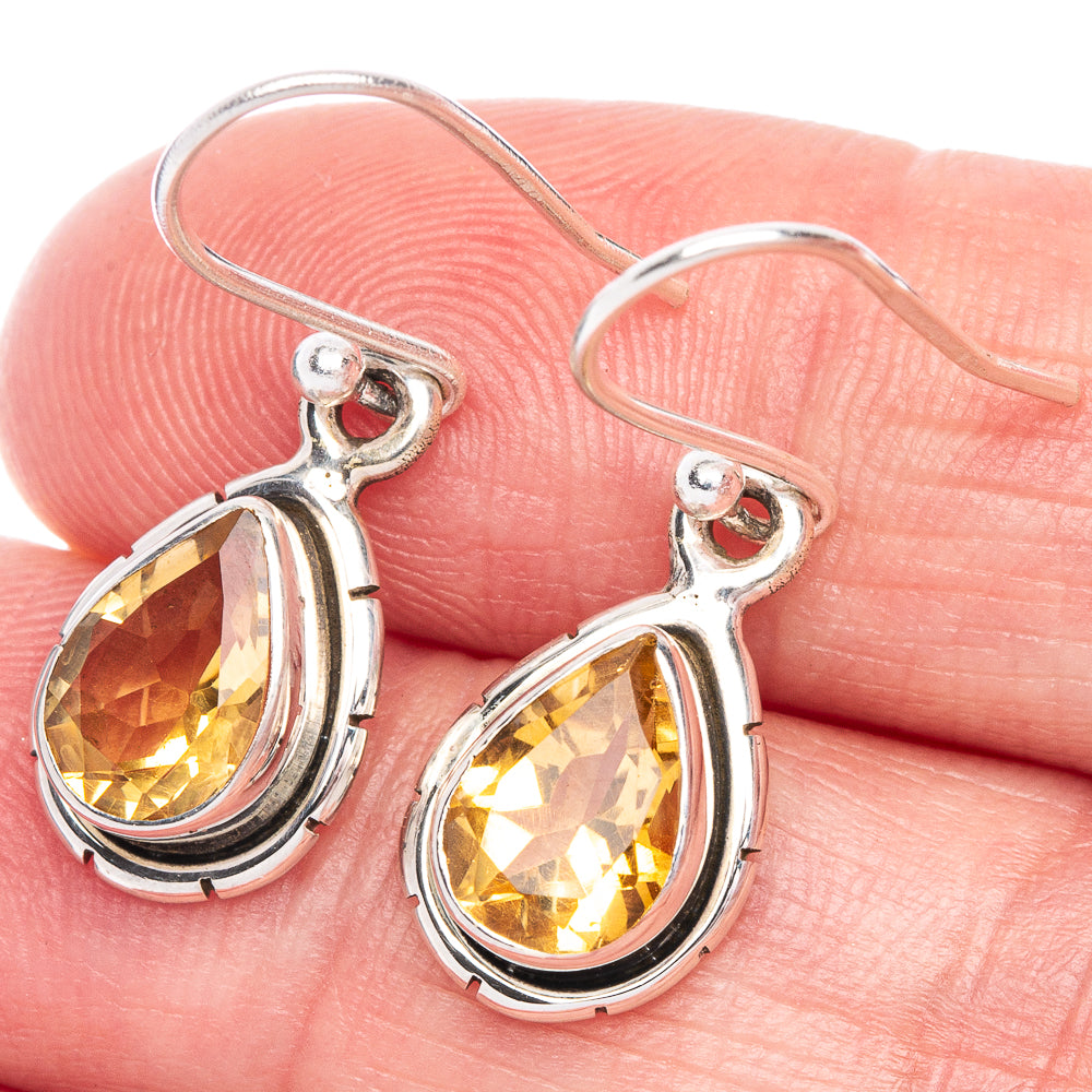 Faceted Citrine Earrings 1 1/8" (925 Sterling Silver) E433482