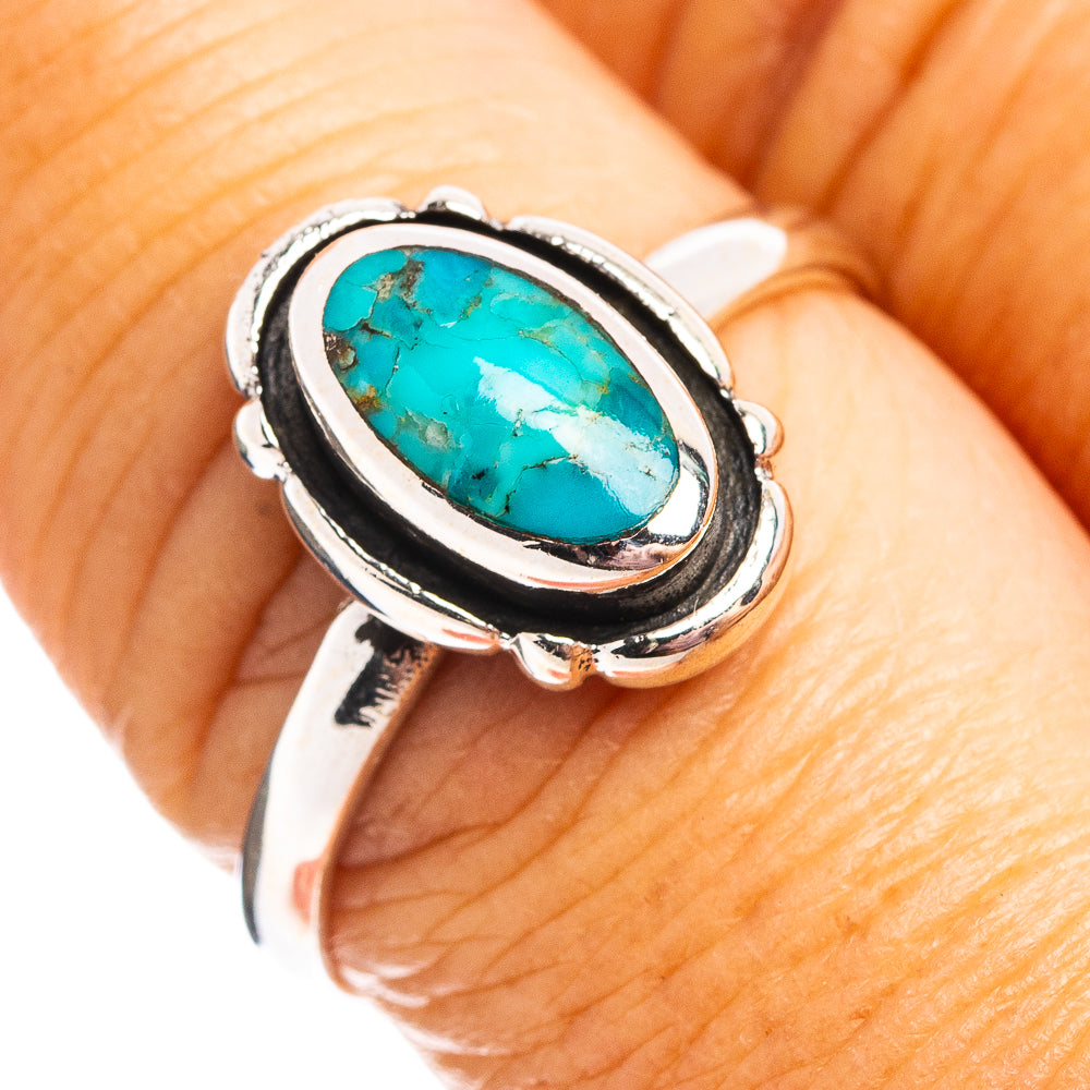 Native Style Mohave Turquoise Ring Size 8.5 (.925 Sterling Silver)