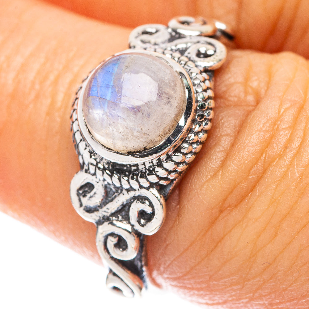 Rainbow Moonstone Dainty Ring Size 6.75 (925 Sterling Silver) R5883