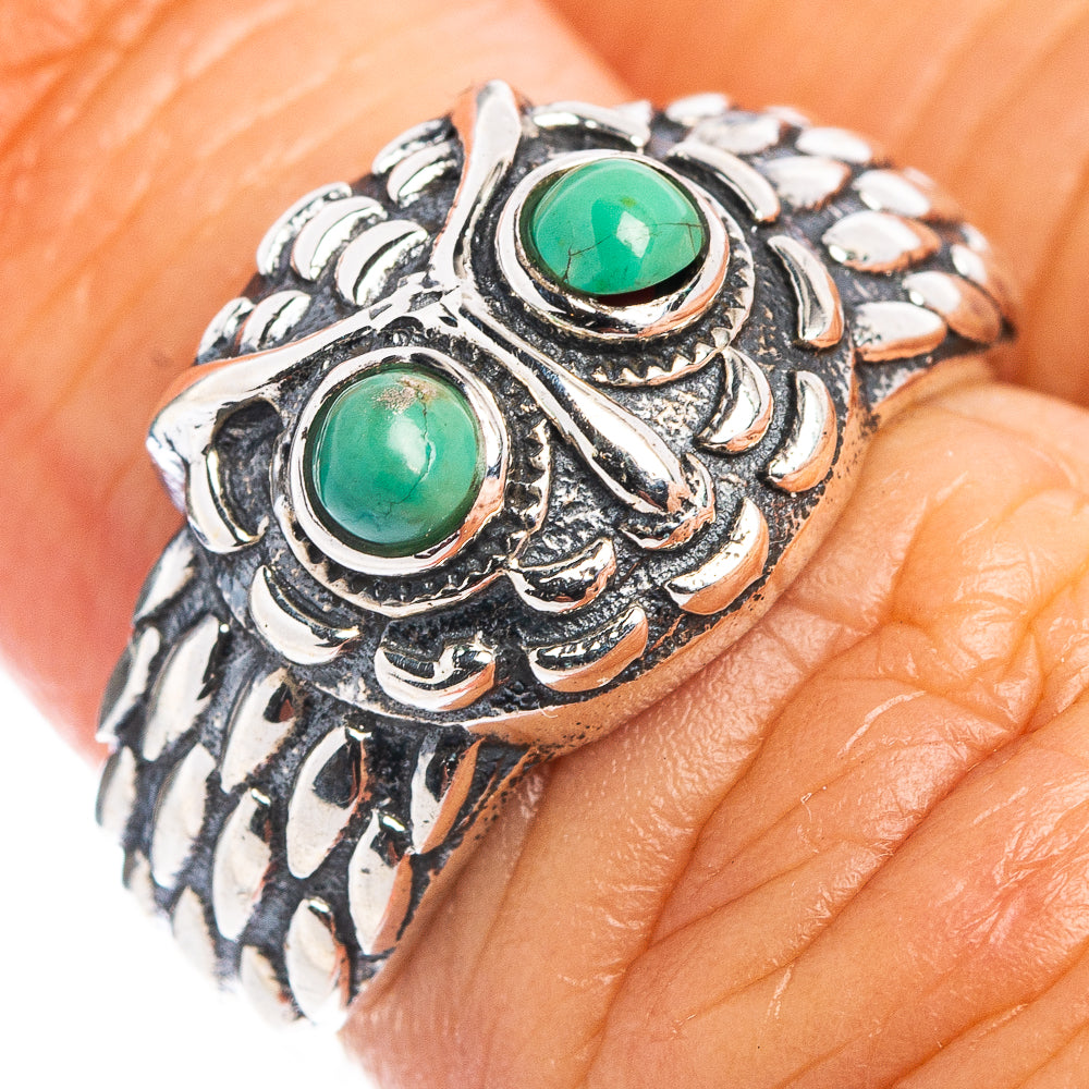 Turquoise Owl Dainty Ring Size 6 (.925 Sterling Silver)