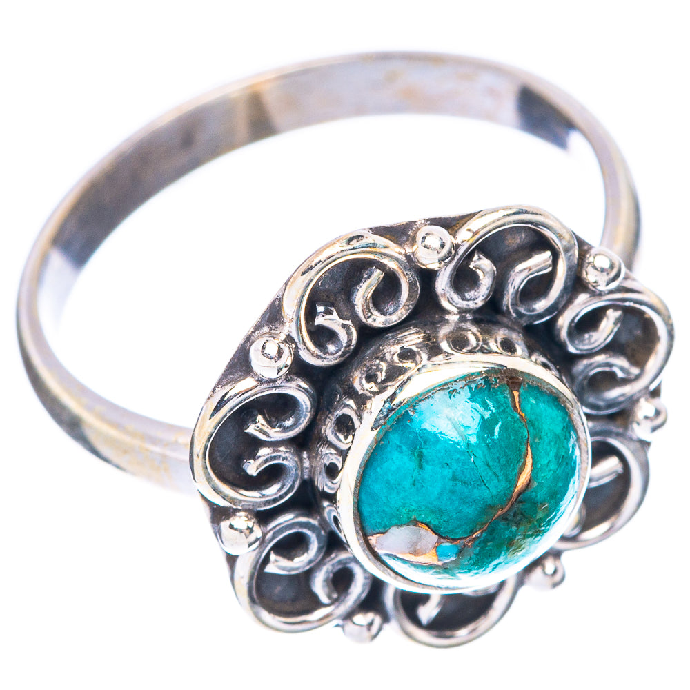 Blue Copper Composite Turquoise Ring Size 6.75 (925 Sterling Silver) R5649