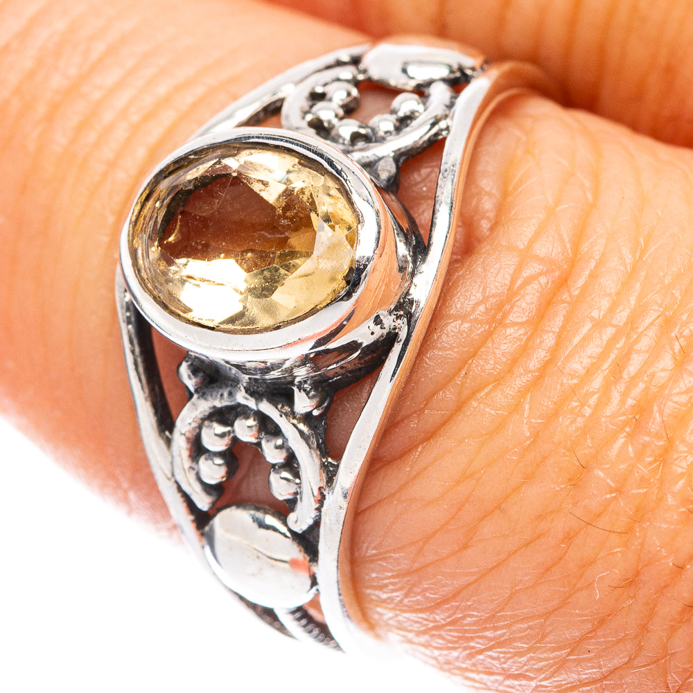 Faceted Citrine Dainty Ring Size 7.75 (925 Sterling Silver) R6034