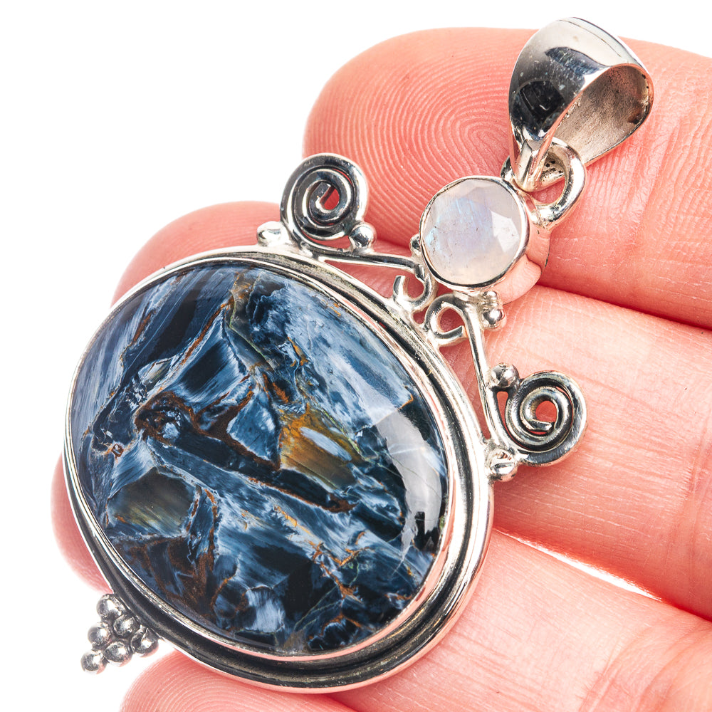 Pietersite, Rainbow Moonstone Pendant 1 7/8" (925 Sterling Silver) P39370