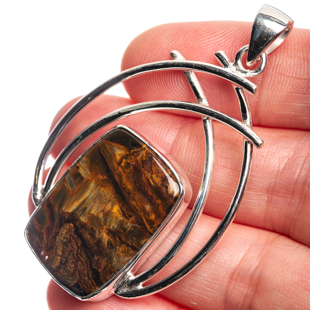 Golden Pietersite Pendant 2 1/8" (925 Sterling Silver) P39057