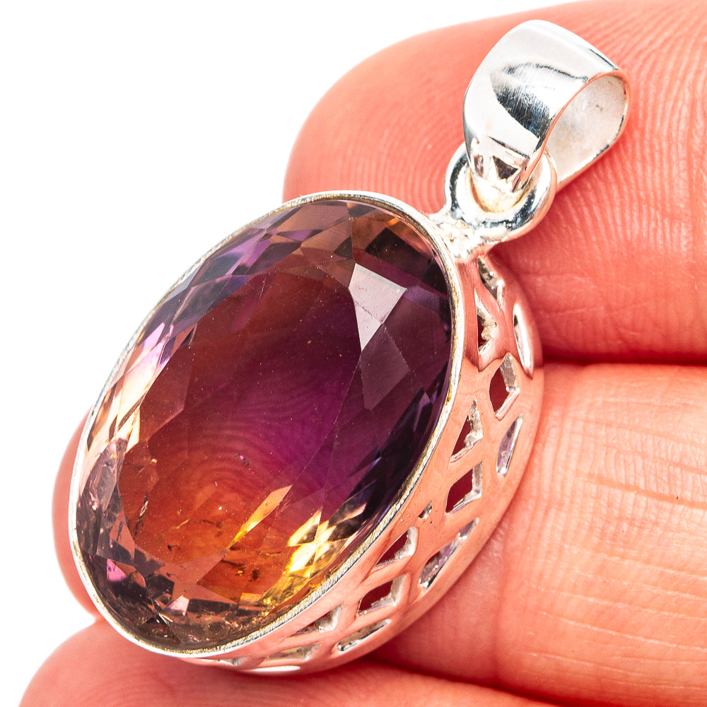 Premium Faceted Ametrine Pendant 1 1/4" (.925 Sterling Silver)