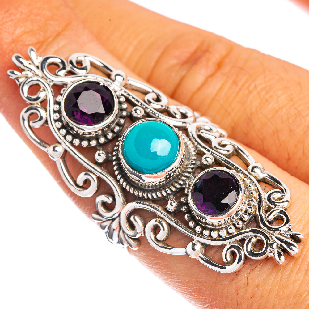 Large Sleeping Beauty Turquoise, Amethyst Ring Size 7.75 (925 Sterling Silver) R144351