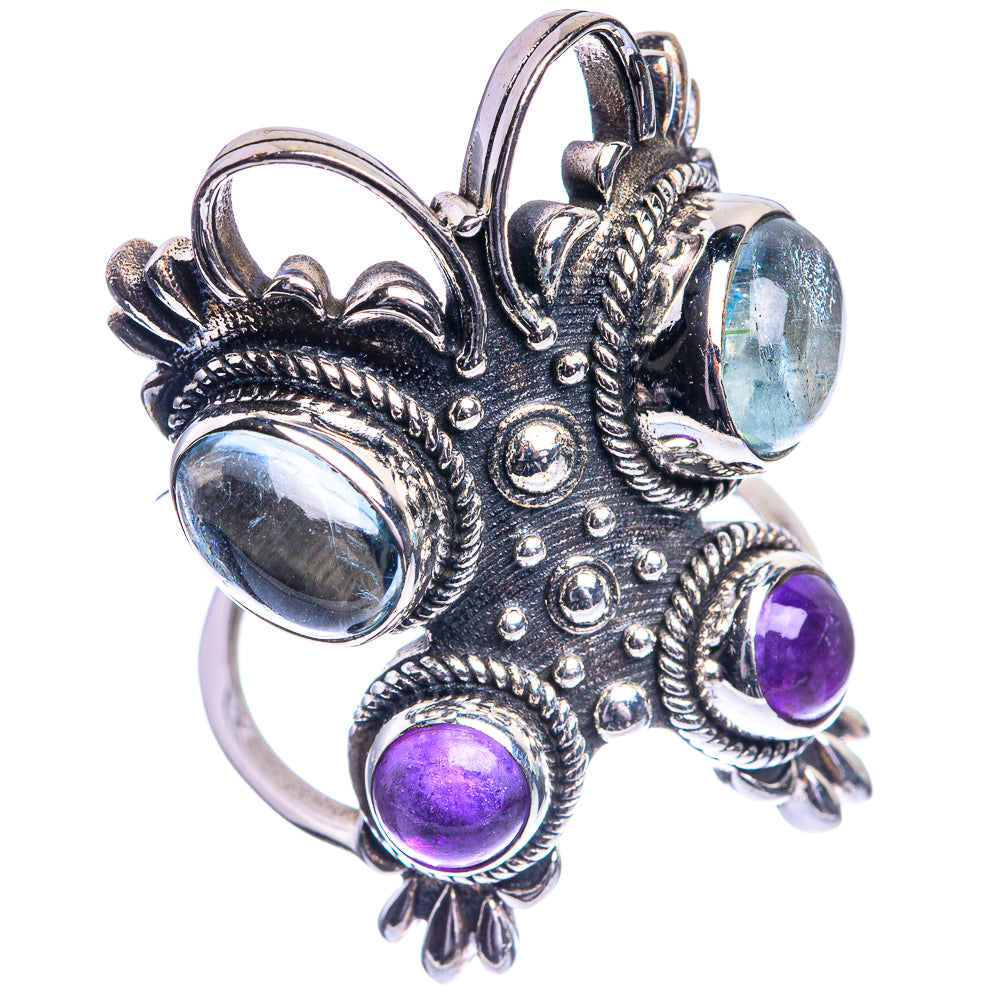 Large Aquamarine, Amethyst Ring Size 6.75 (925 Sterling Silver) R144189