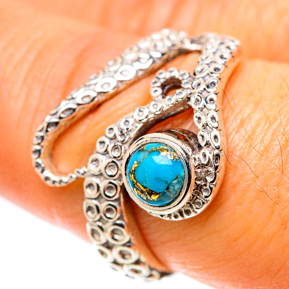 Blue Copper Composite Turquoise Ring Size 8 (925 Sterling Silver) RING138502