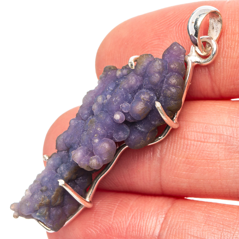 Rare Grape Agate Pendant 1 7/8" (.925 Sterling Silver)