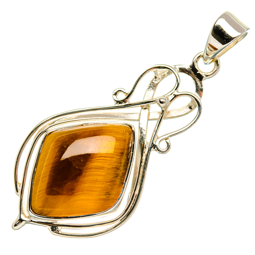 Premium Tiger Eye 925 Sterling Silver Pendant 1 3/4" (925 Sterling Silver) PD37767