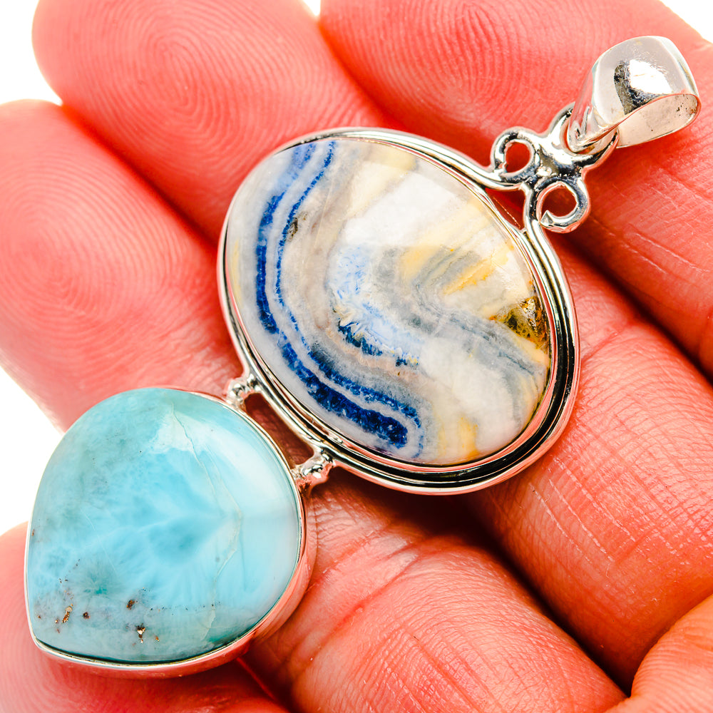 Blue Scheelite, Larimar Pendant 2 1/4" (925 Sterling Silver) PD37912