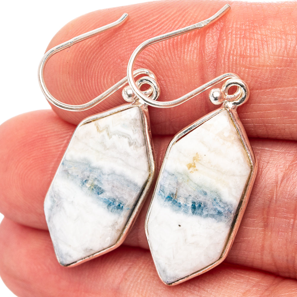 Blue Scheelite Earrings 1 5/8" (.925 Sterling Silver)