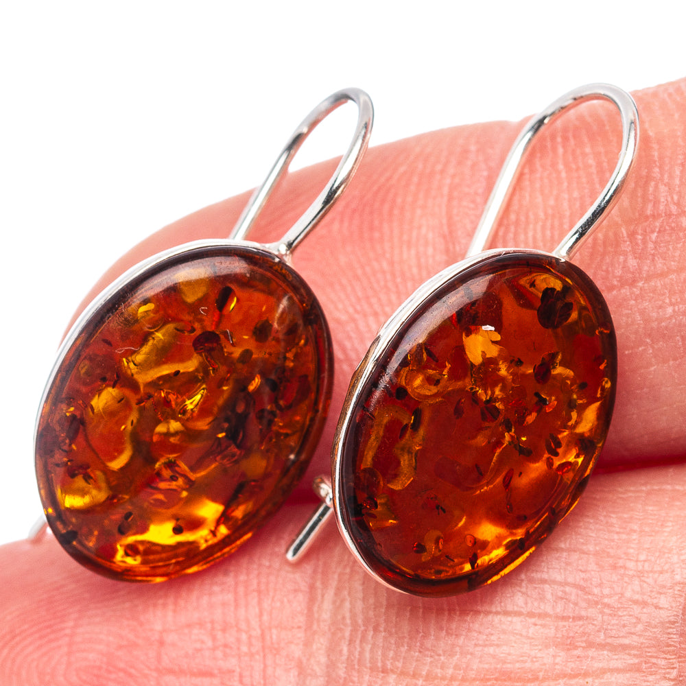 Baltic Amber Earrings 1" (.925 Sterling Silver)