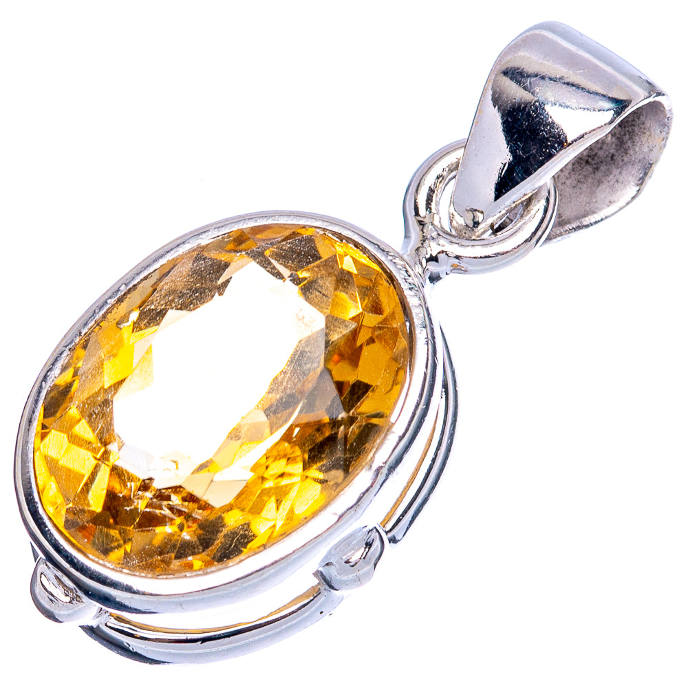 Value Faceted Citrine Pendant 1 1/8" (925 Sterling Silver) P42100