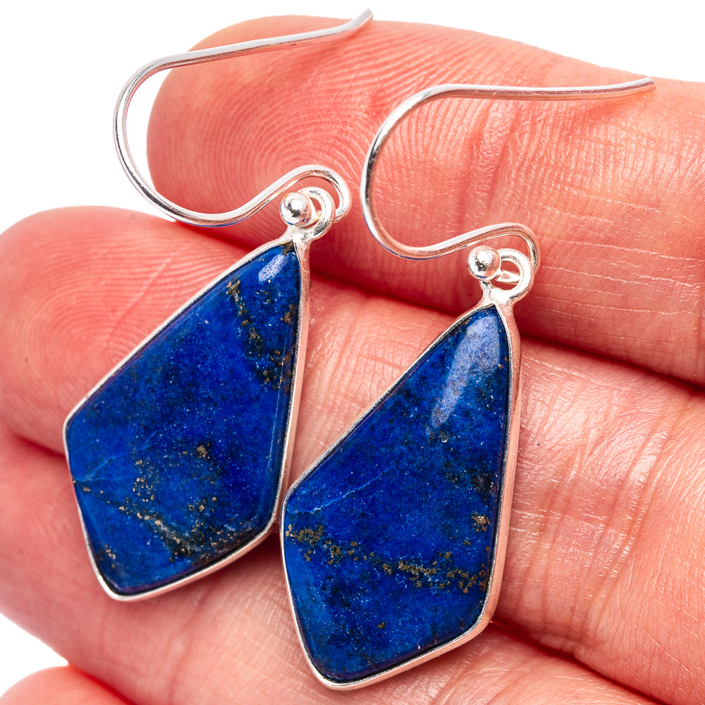 Lapis Lazuli Earrings 1 5/8" (.925 Sterling Silver)