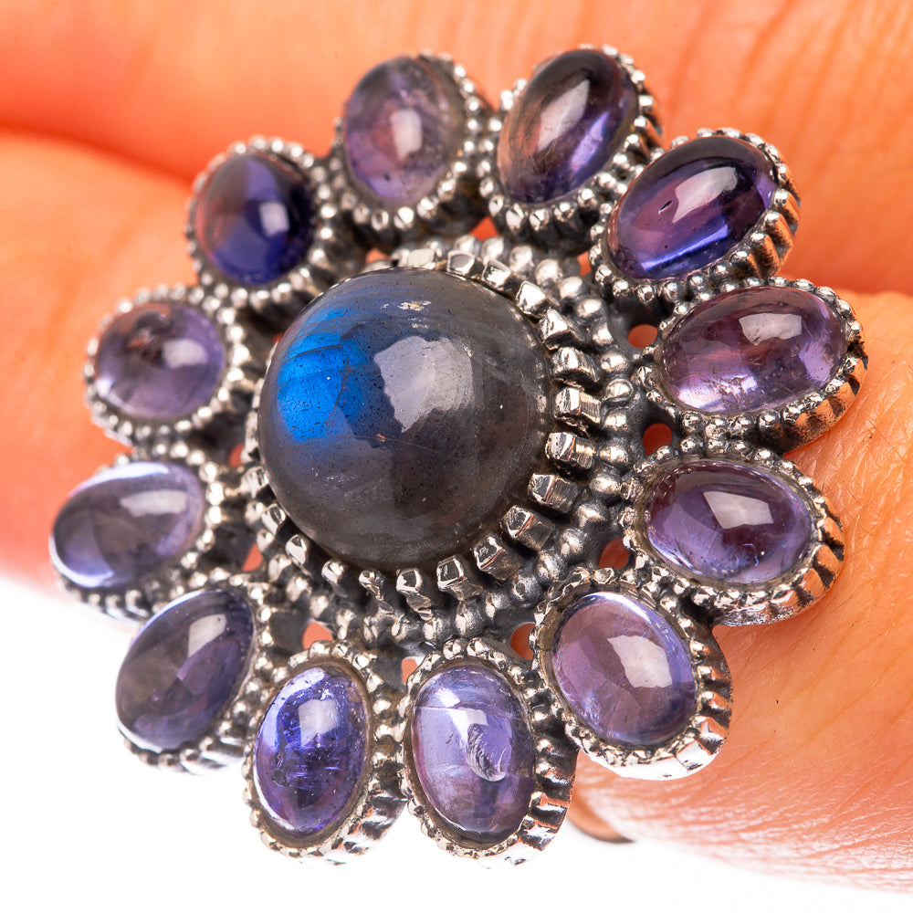 Large Labradorite, Tanzanite 925 Sterling Silver Ring Size 7.25 (925 Sterling Silver) RING140464