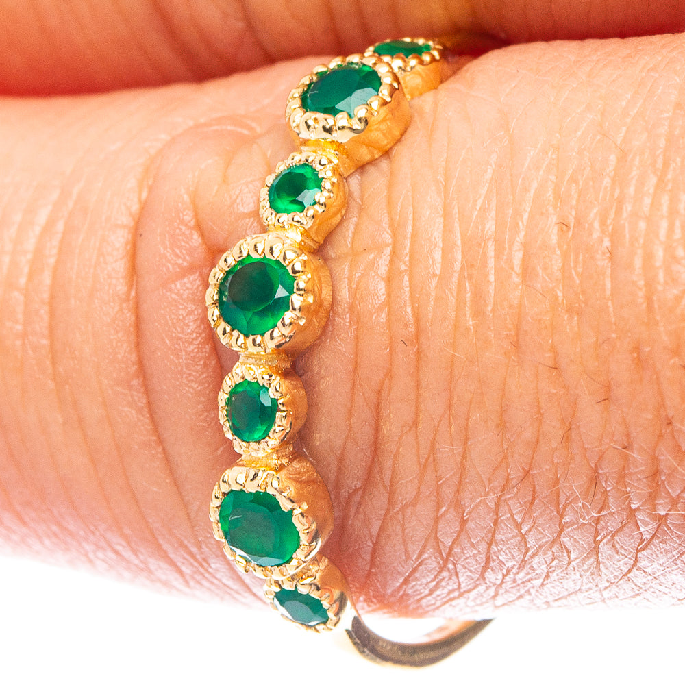Green Onyx Gold Plated Ring Size 9.75 (925 Sterling Silver) R6970