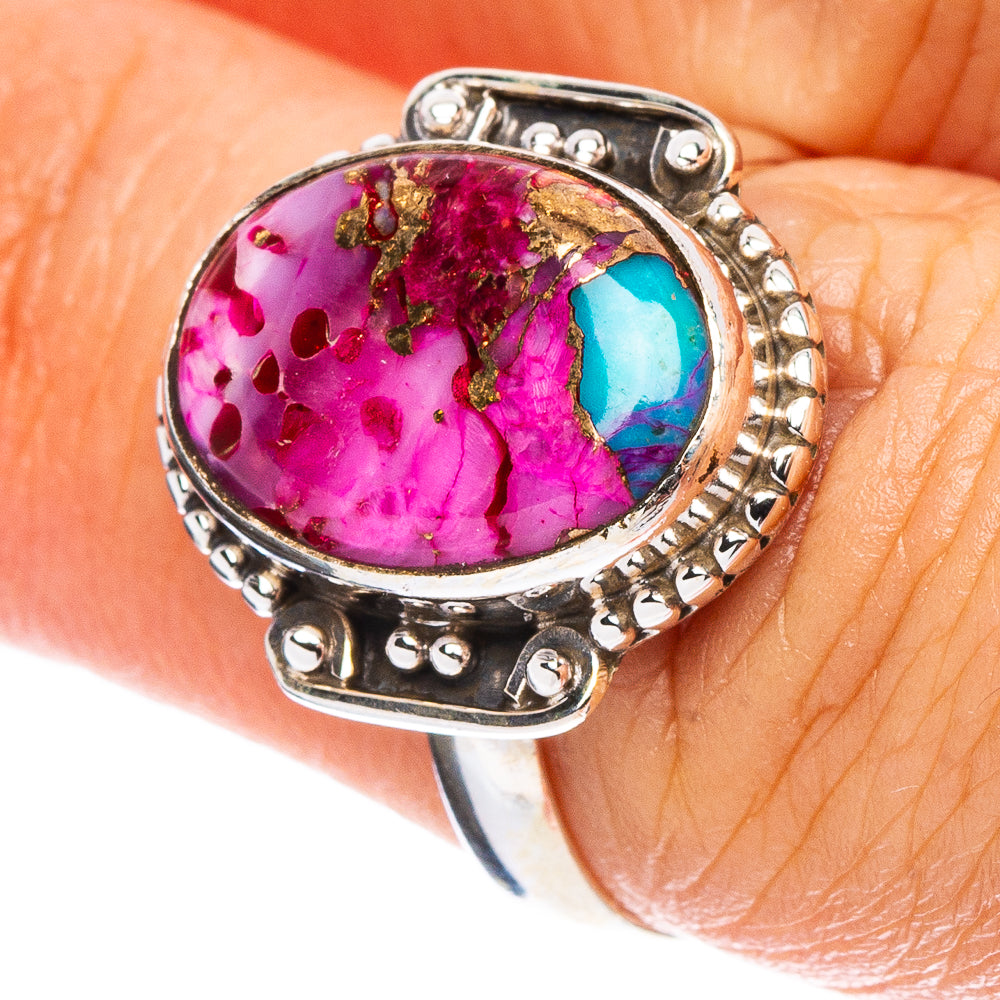 Spiny Oyster Turquoise Ring Size 6.75 (925 Sterling Silver) R7915