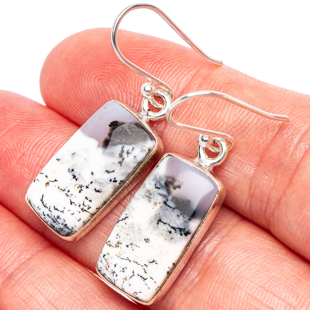 Dendritic Opal Earrings 1 3/8" (925 Sterling Silver) E1693