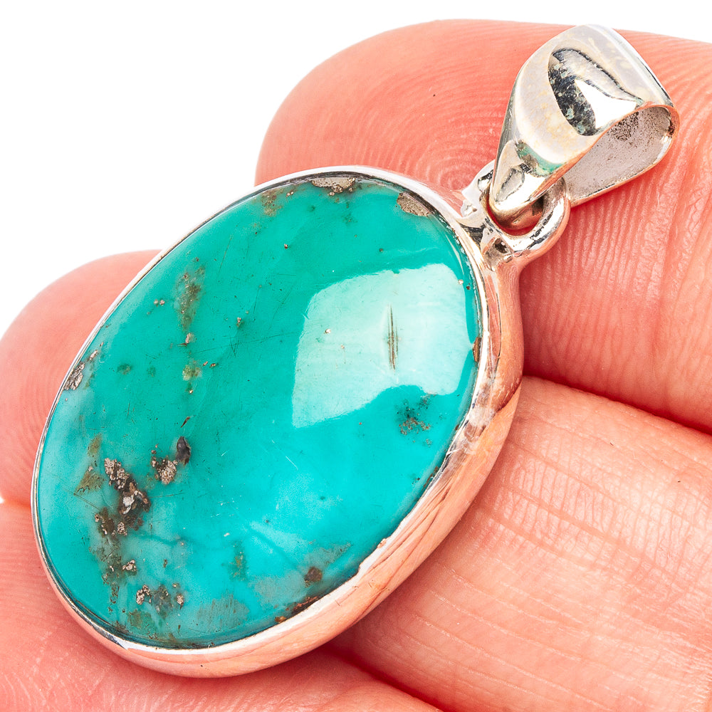 Rare Kingman Turquoise Pendant 1 3/8" (925 Sterling Silver) P44697