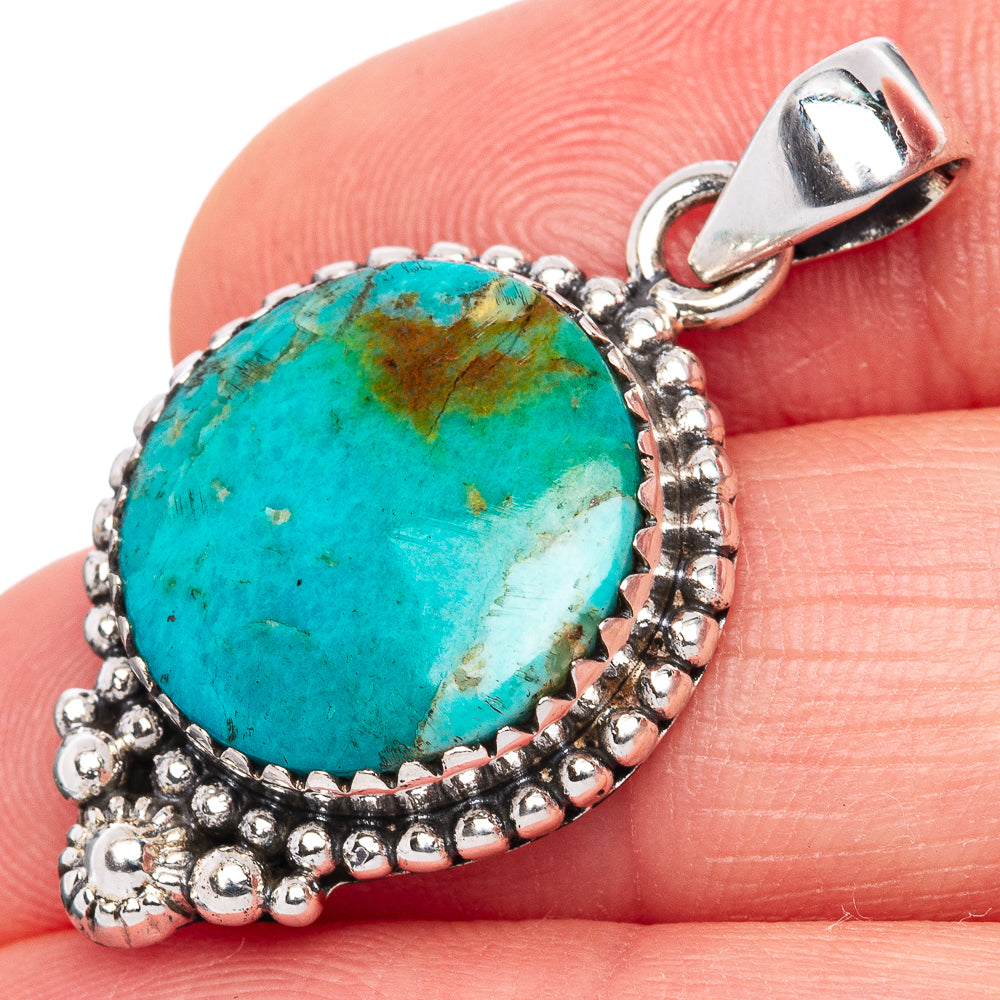 Rare Arizona Turquoise Pendant 1 1/4" (925 Sterling Silver) P42090