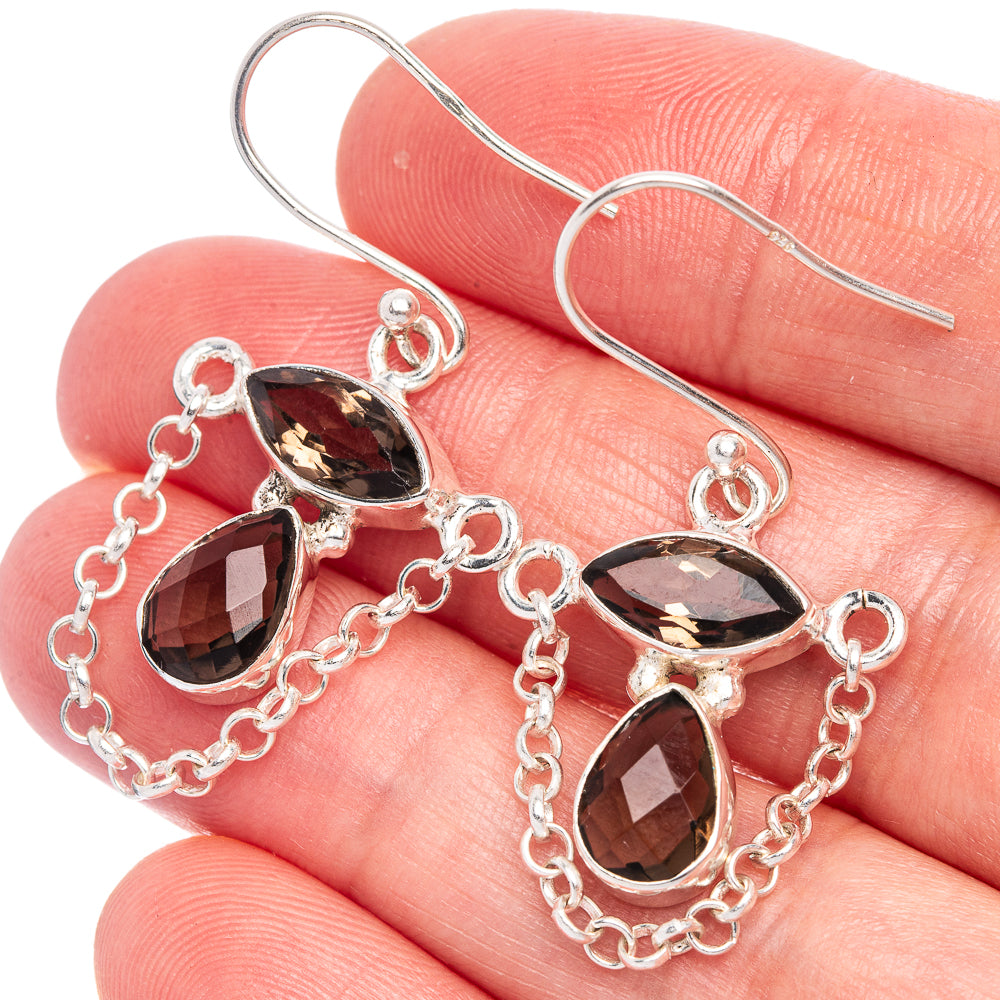 Smoky Quartz Earrings 1 1/2" (925 Sterling Silver) E433454