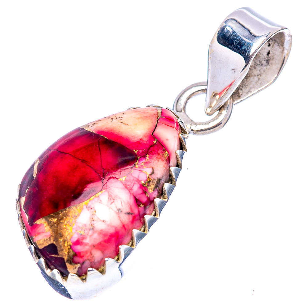 Red Dahlia Mohave Turquoise Pendant 1 1/8" (.925 Sterling Silver)