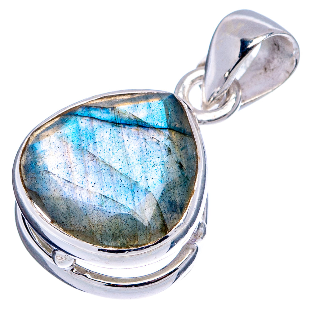 Faceted Labradorite Dainty Pendant 7/8" (.925 Sterling Silver)