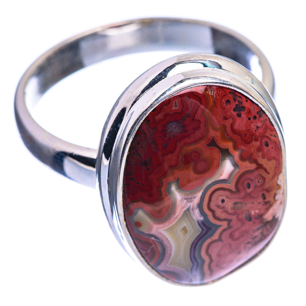 Crazy Lace Agate Ring Size 8 (925 Sterling Silver) R142228