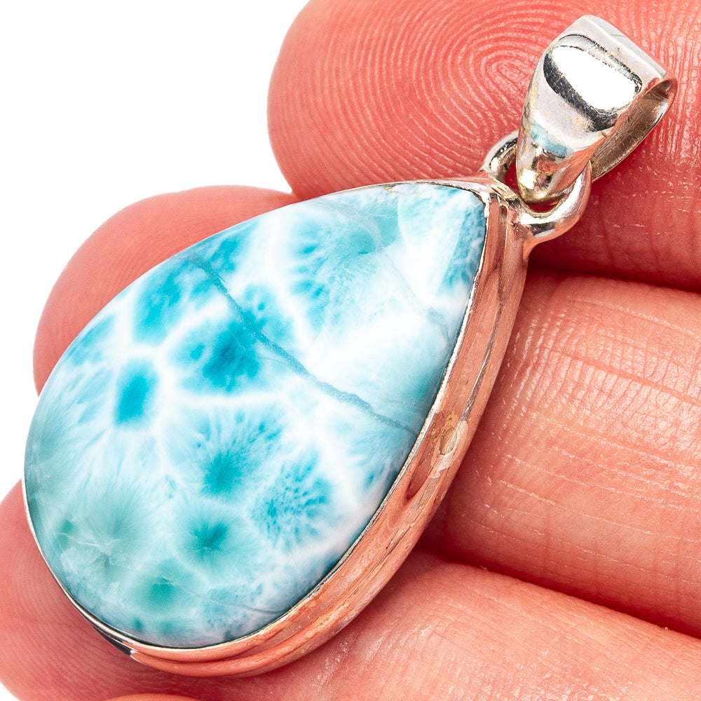 Rare Larimar Pendant 1 1/2" (.925 Sterling Silver)