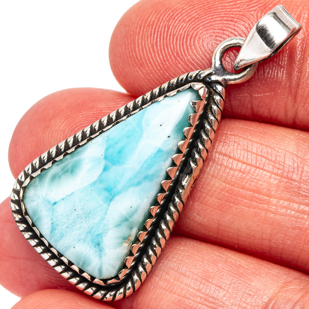 Rare Larimar Pendant 1 1/2" (.925 Sterling Silver)