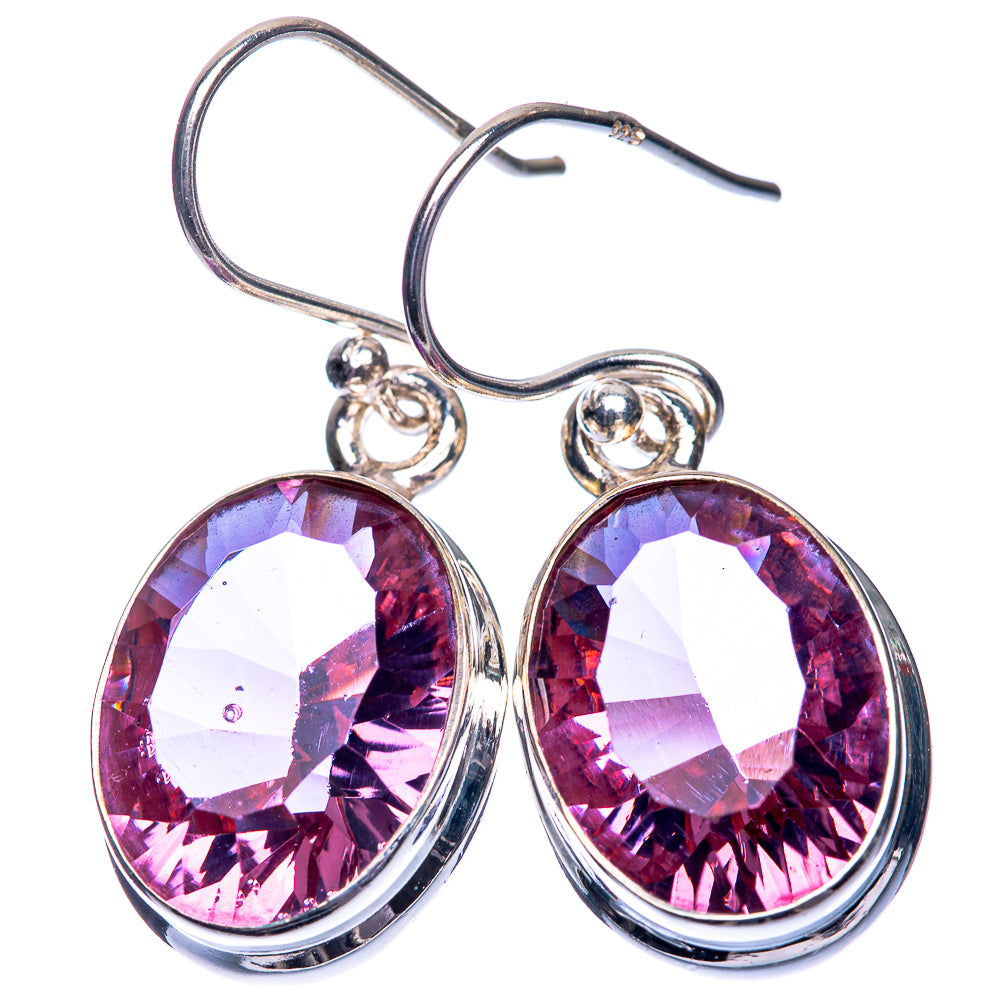 Faceted Color Change Alexandrite (Lab.) Earrings 1 1/4" (925 Sterling Silver) E432522
